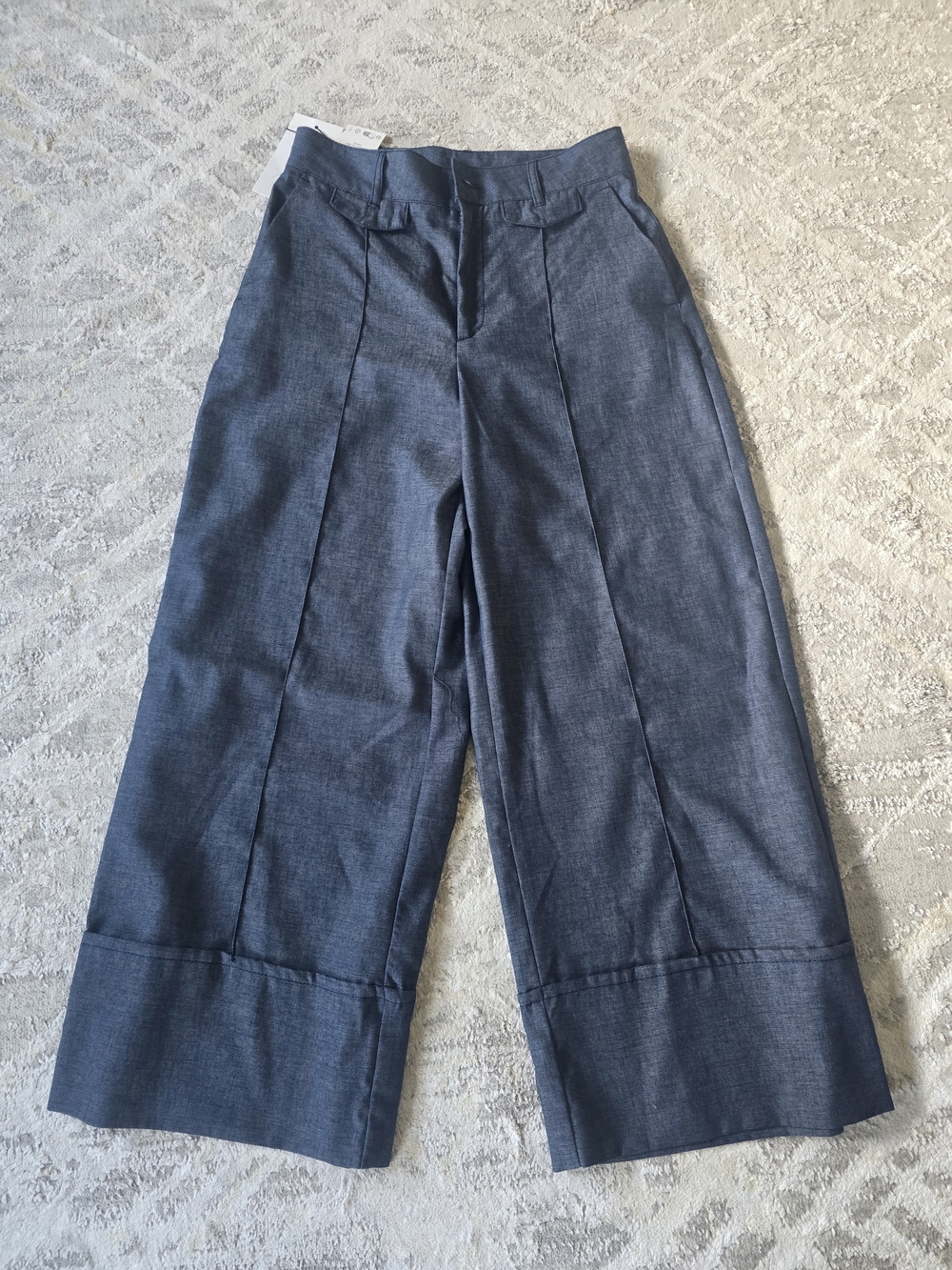 Zara Wide-Leg Culotte Trousers Linen Blend With Wide Cuff